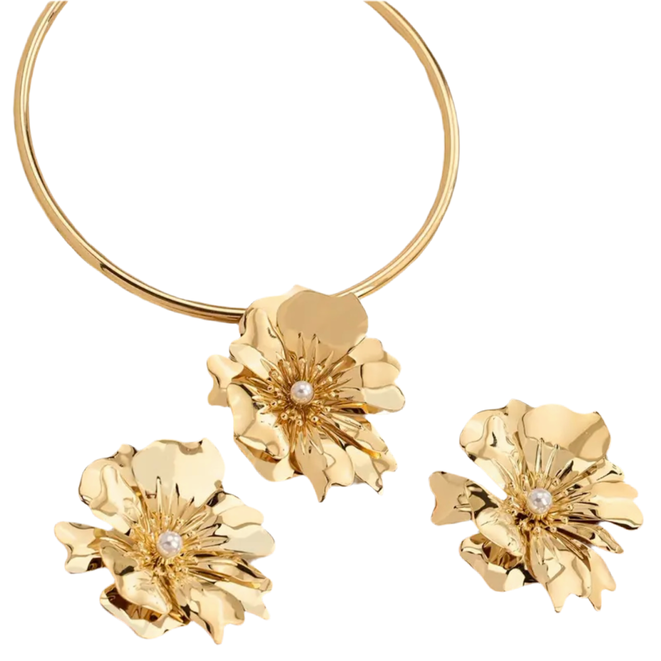 Gold Floral Jewelry Set