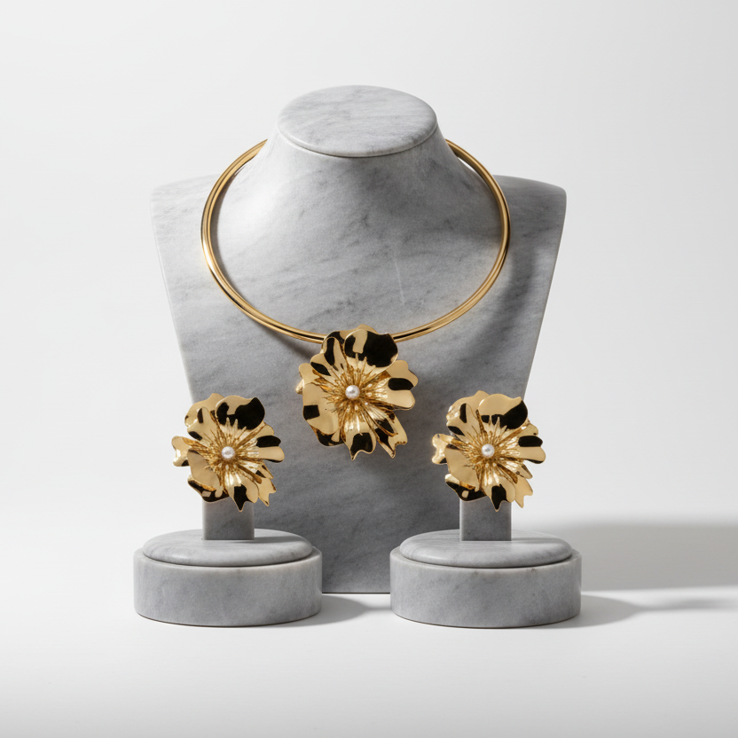 Gold Floral Jewelry Set