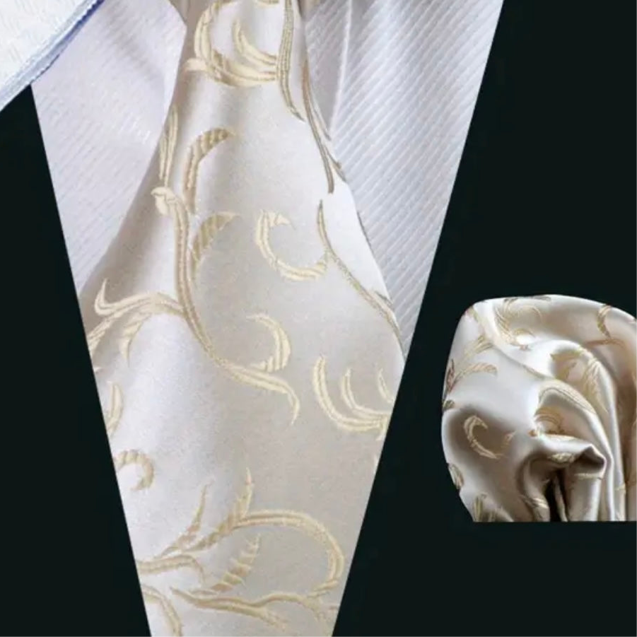 Ivory Vines Necktie Set