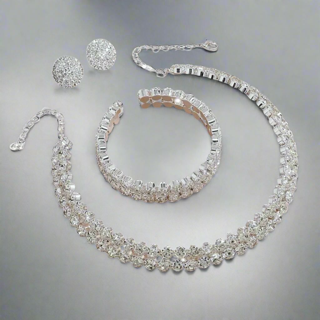Round Rhinestone Jewelry Set