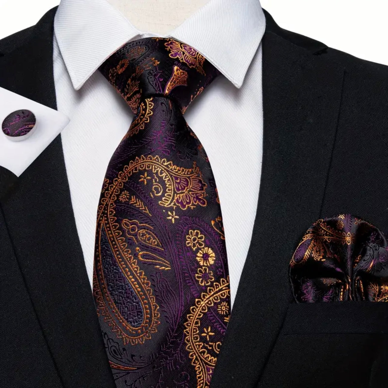 Purple Gold Necktie Set