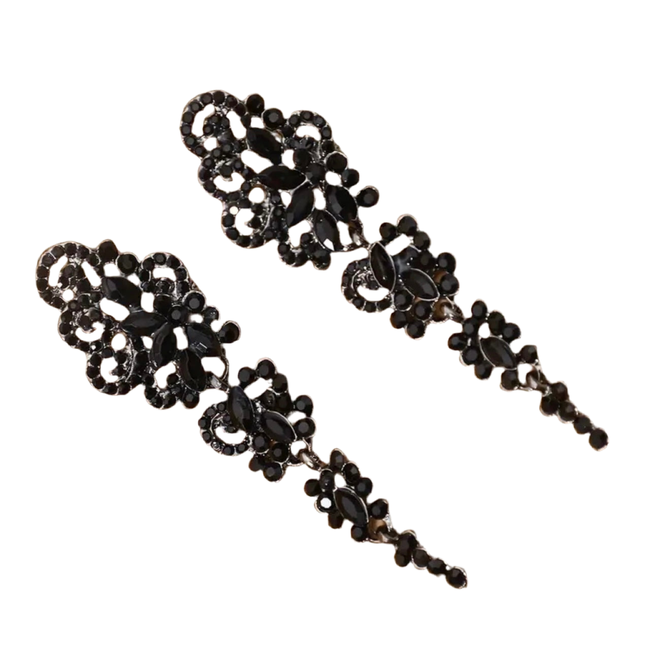 Floral Black Metal Earrings