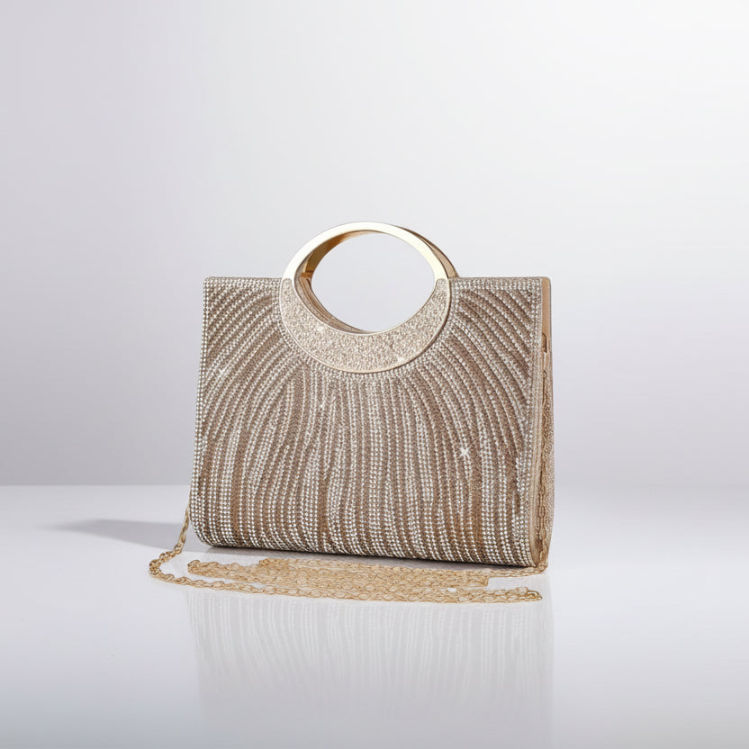 Glam Stripes Rhinestone Evening Bag