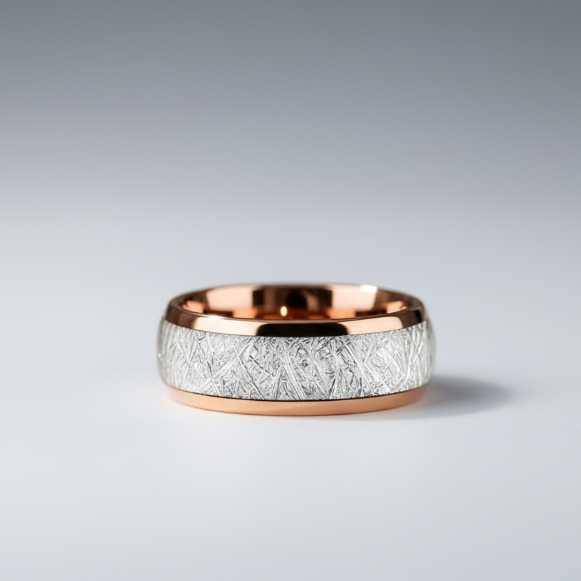 Rose Gold Iced Steel Ring