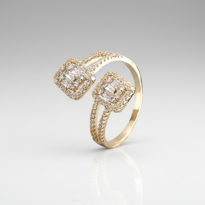 Twin Zircon Wrap All-Fit Ring