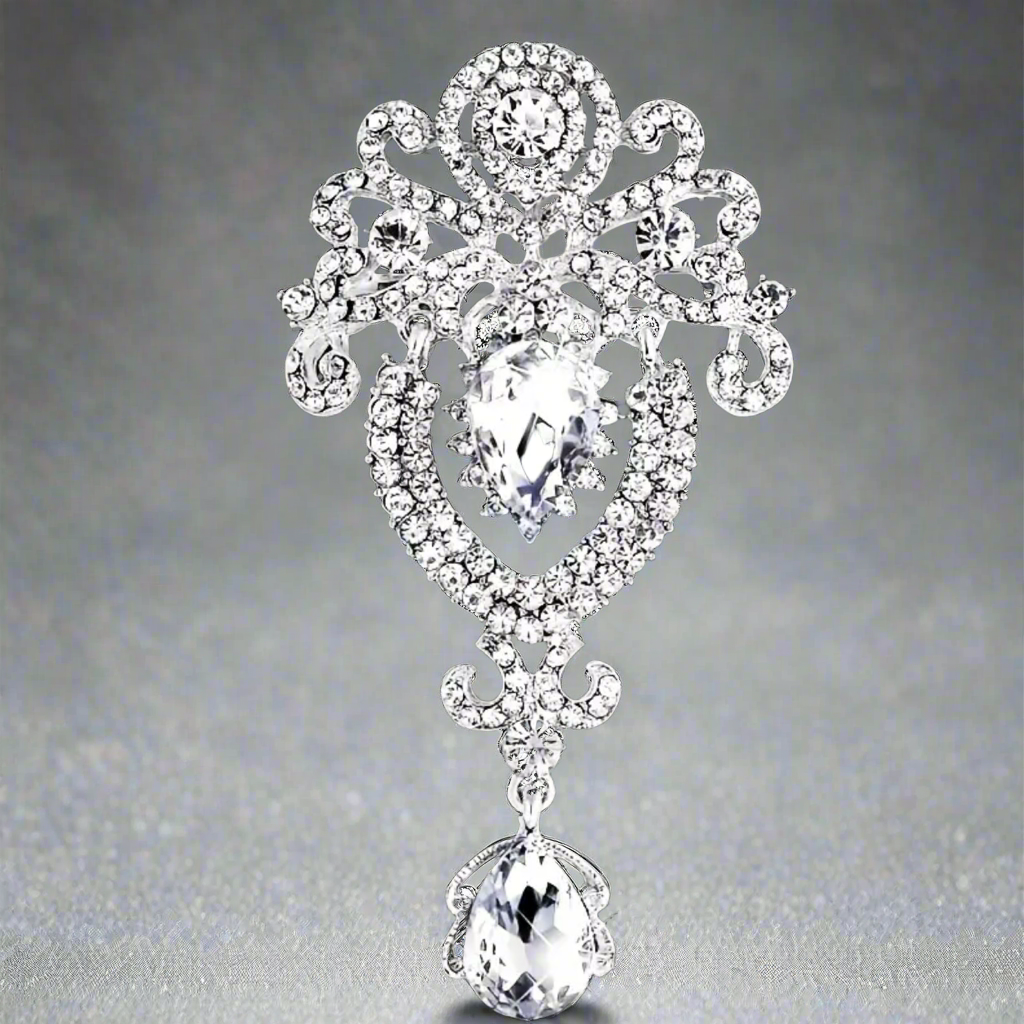 Vintage Royalty Brooch Pin Clear