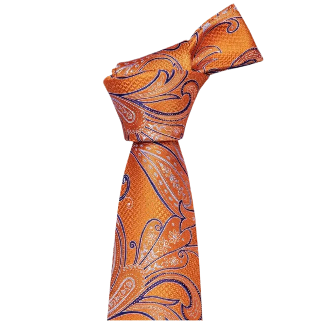 Orange Navy Paisley Necktie Set