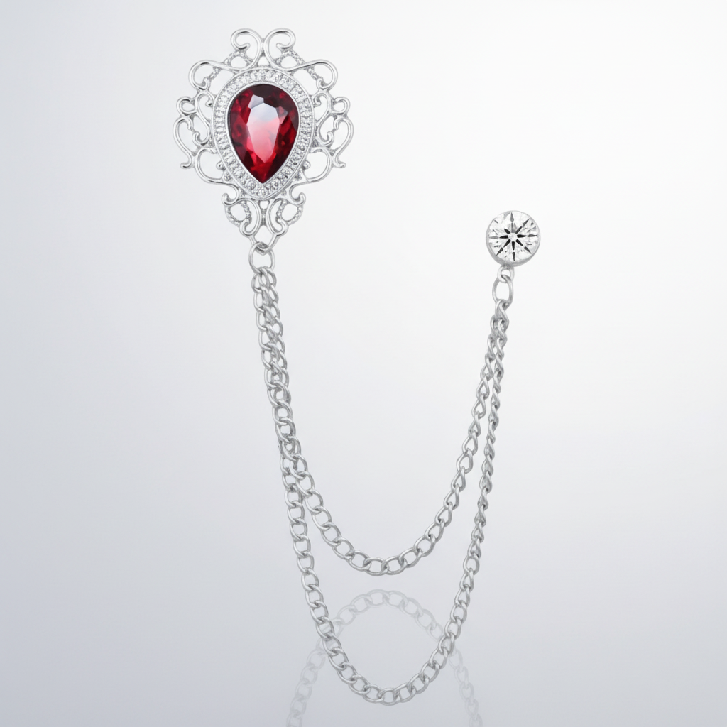 Medallion Crest Lapel Pin & Chain