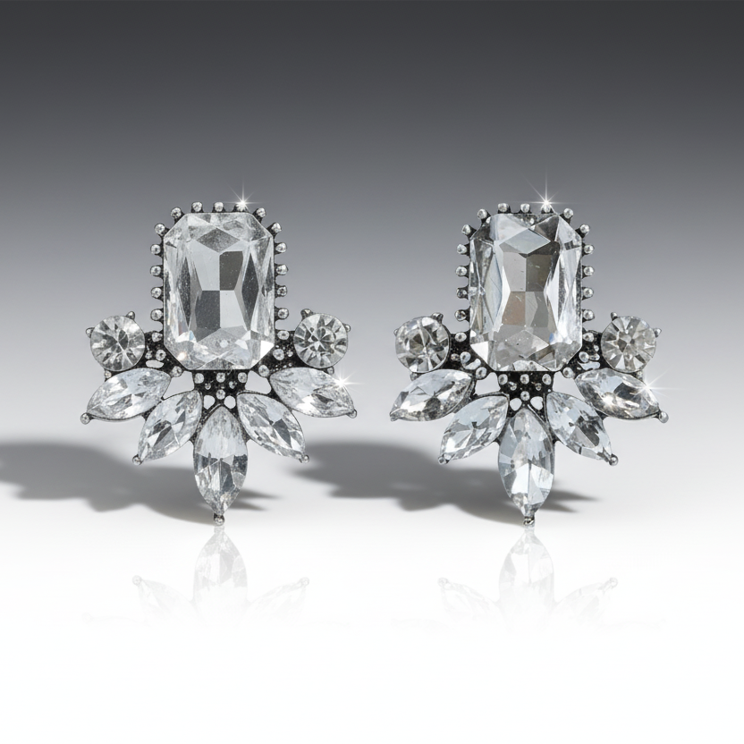 Art Deco Clear Earrings