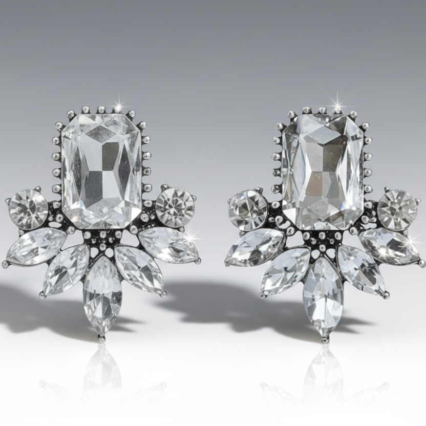 Art Deco Clear Earrings