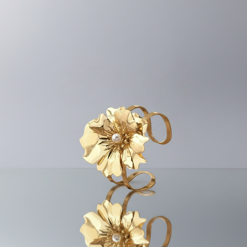 Gold Floral Cuff Bracelet