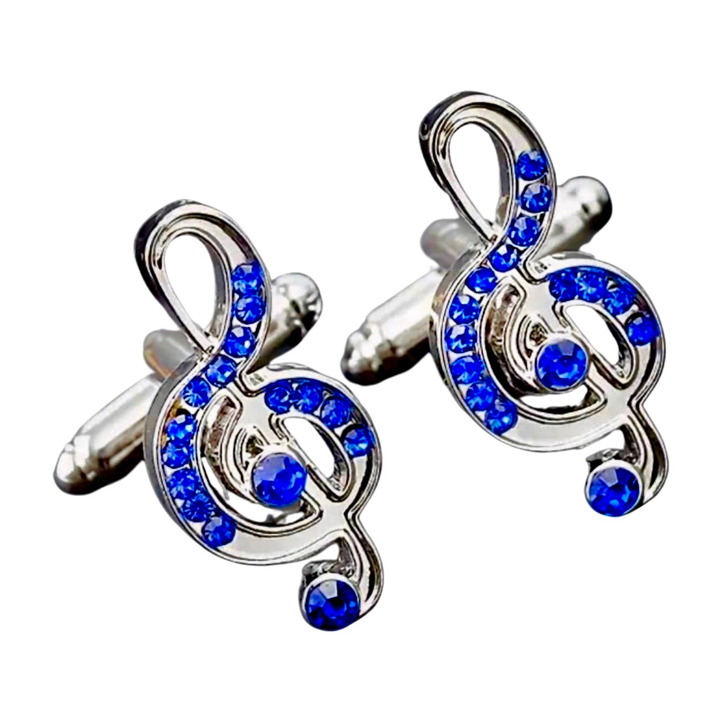 Music Note Cufflinks in Blue