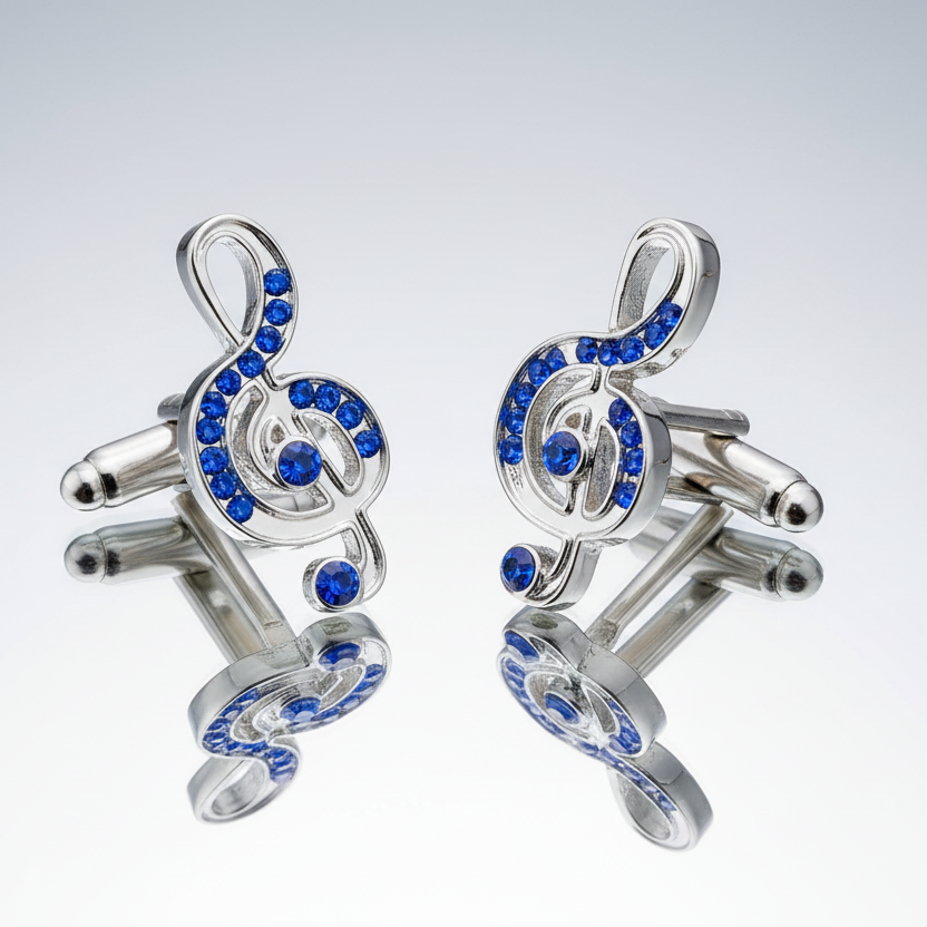 Music Note Cufflinks in Blue