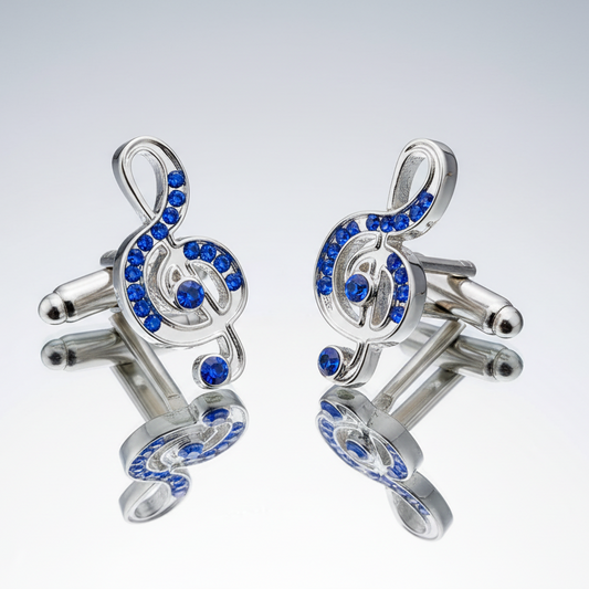Music Note Cufflinks in Blue