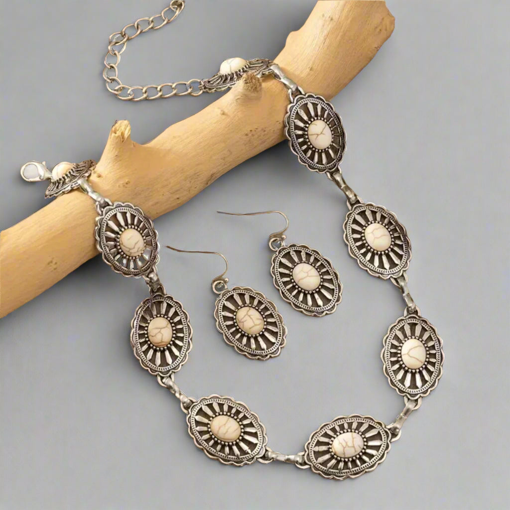 White Turquoise Concho Set