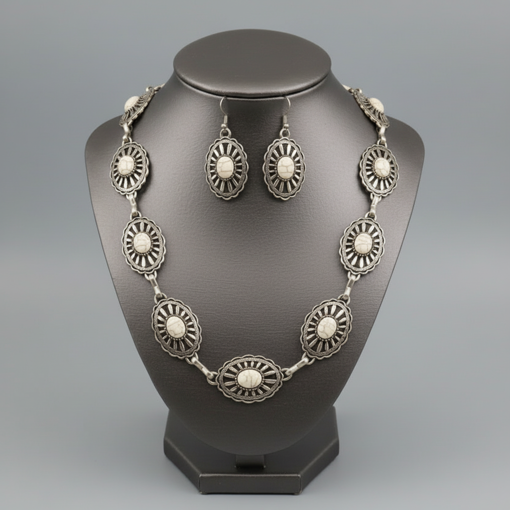 White Turquoise Concho Set