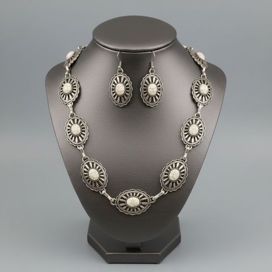 White Turquoise Concho Set