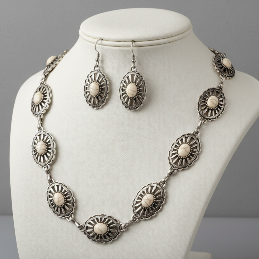White Turquoise Concho Set
