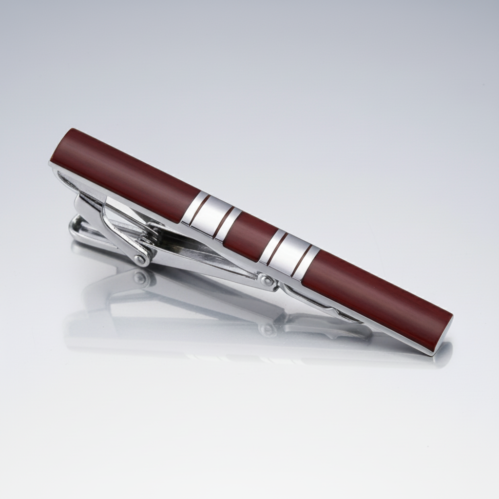 Racing Stripes Maroon Tie Clip
