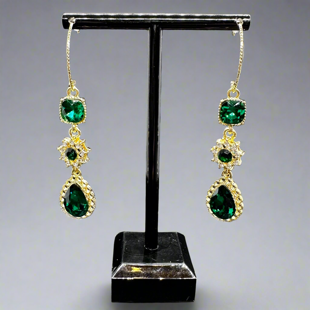 Emerald Green Glass Earrings