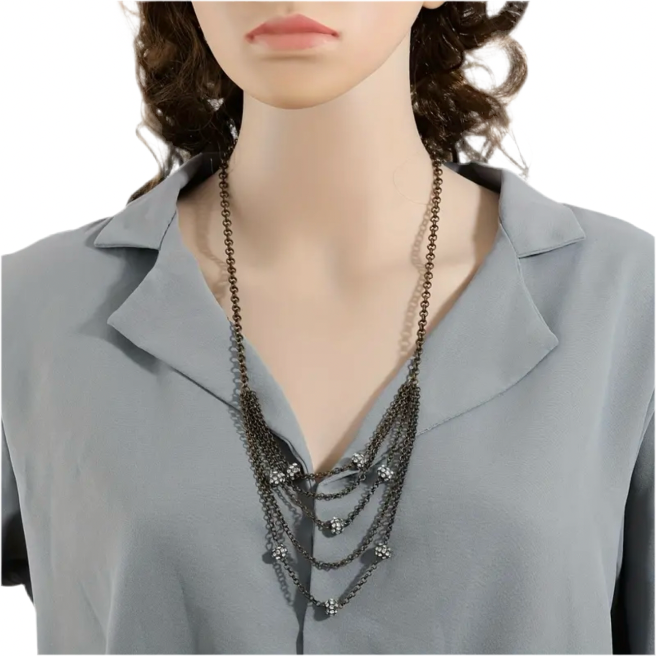 Bronze Rhinestone Layered Necklace