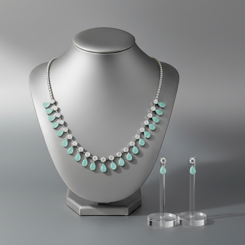 Green Water Drop Jewelry Set
