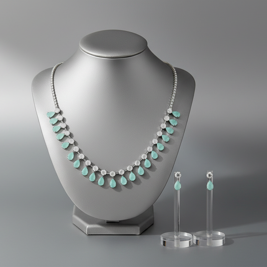 Green Water Drop Jewelry Set