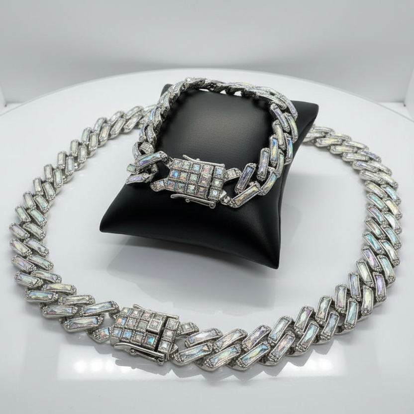 Iridescent (AB) Cuban Chain Bracelet
