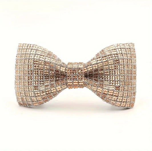 Champagne Beaded Bowtie