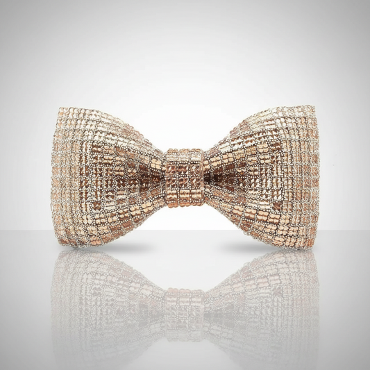 Champagne Lattice Beaded Bow Tie