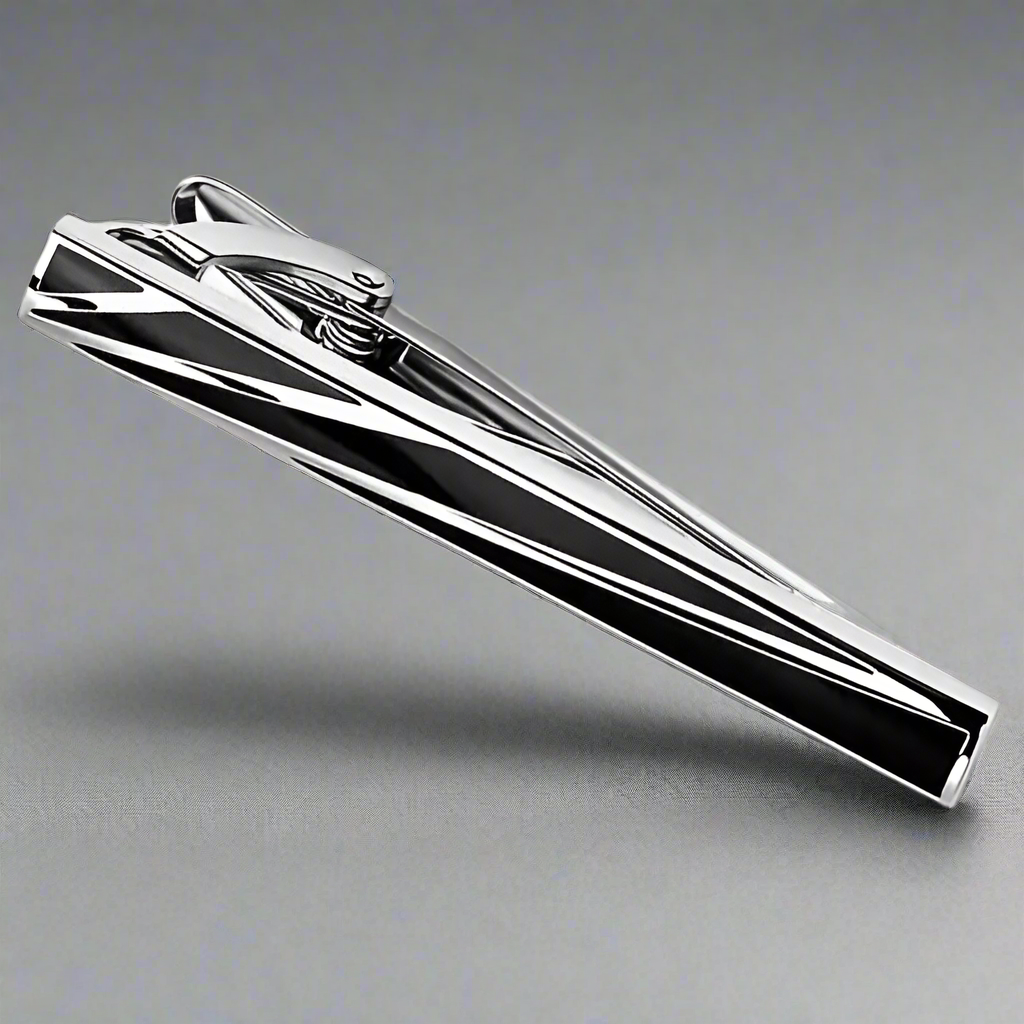 Black Silver Sleek Tie Clip