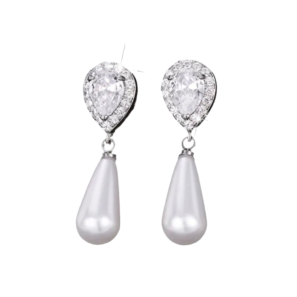 Pearl & Zircon Drop Earrings