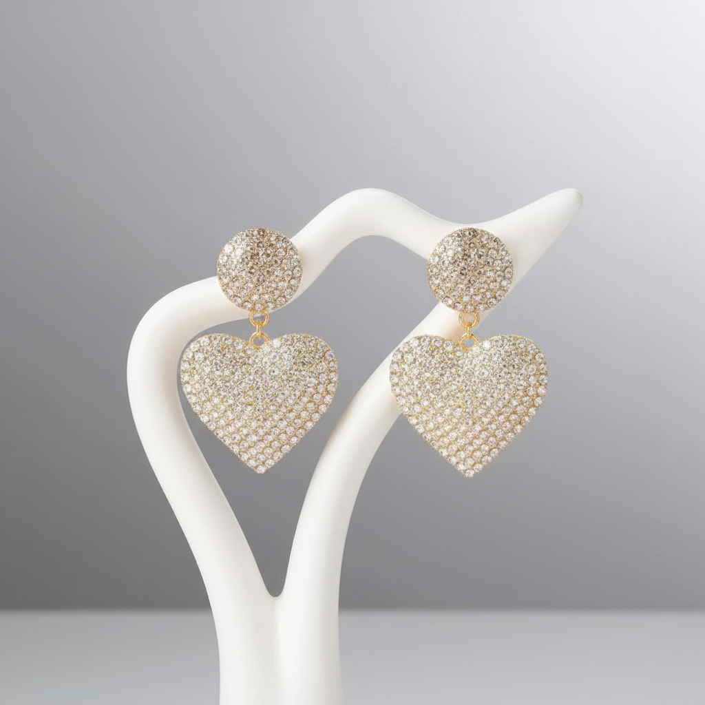 Glittering Hearts 18K Earrings