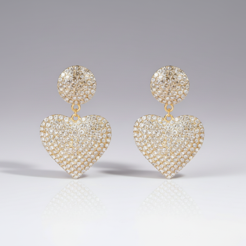 Glittering Hearts 18K Earrings