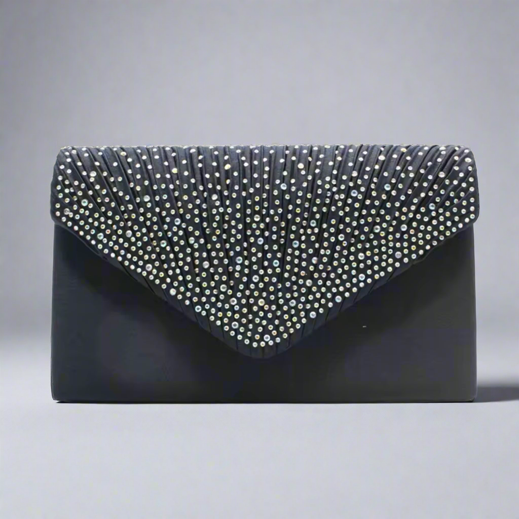 Navy Rhinestones Clutch Evening Bag