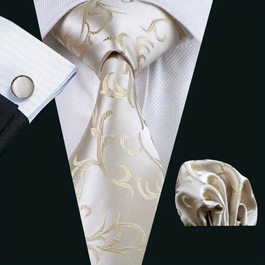 Ivory Vines Necktie Set
