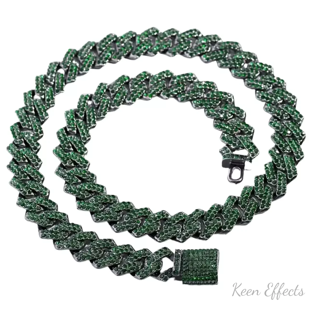 Green Black Cuban Chain Set