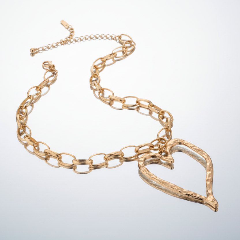 Exaggerated Heart Pendant & Chain