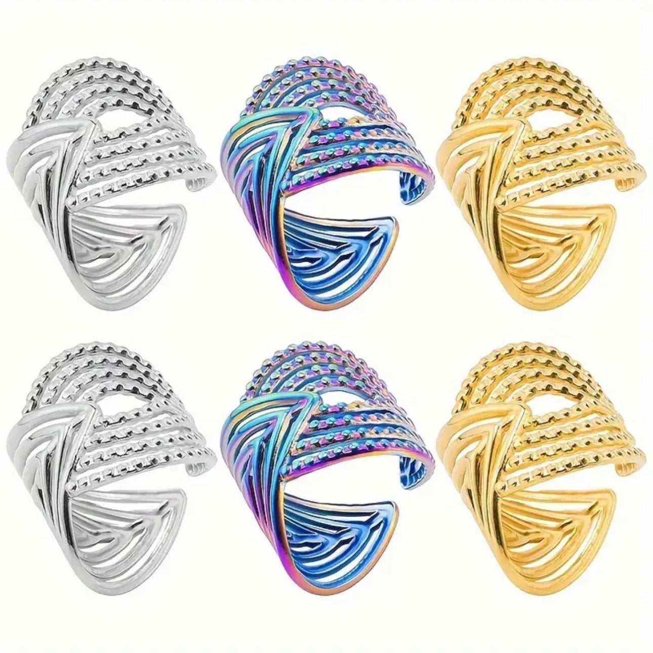 Abstract Steel All-Fit Ring