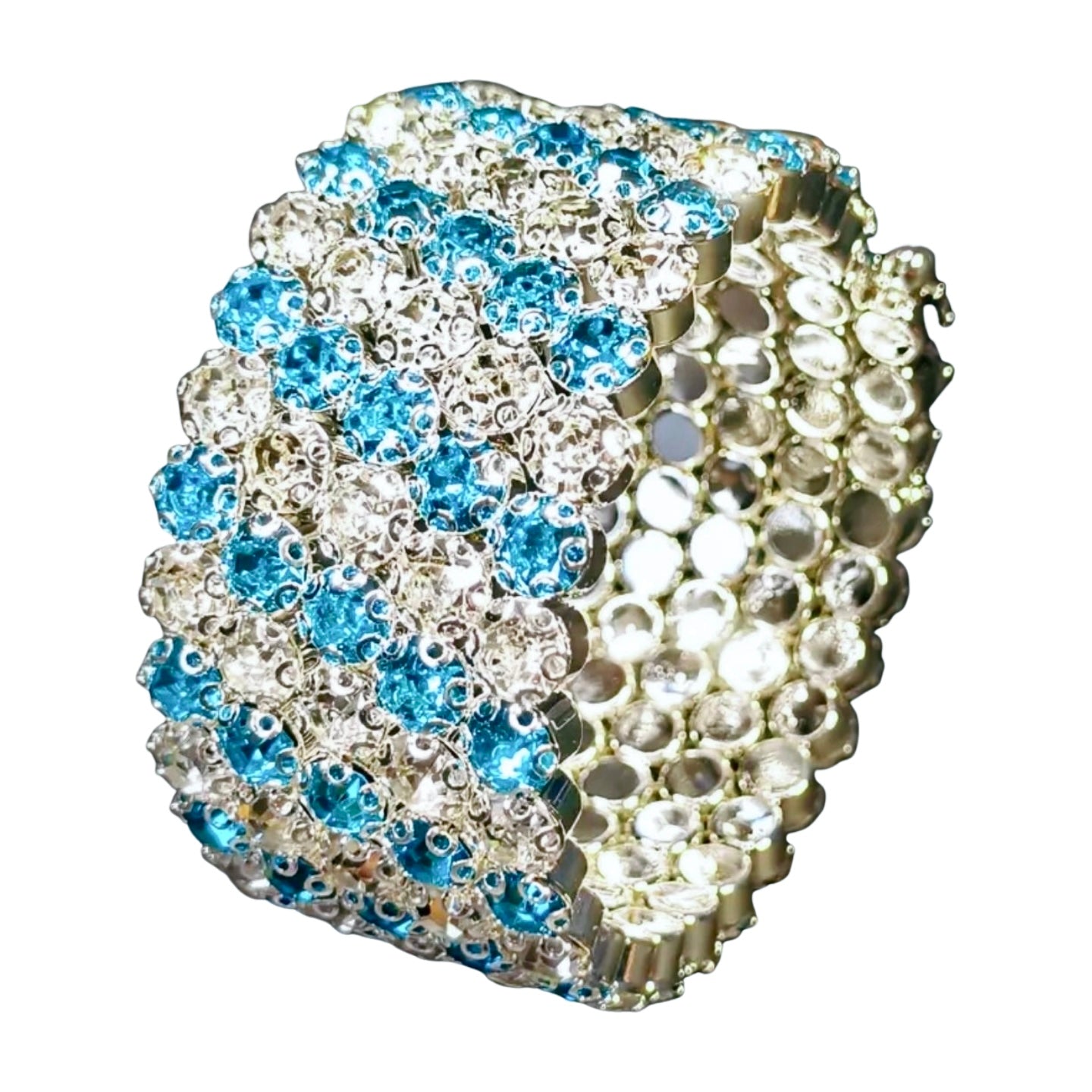 Blue Clear 5 Row Flexible Bracelet