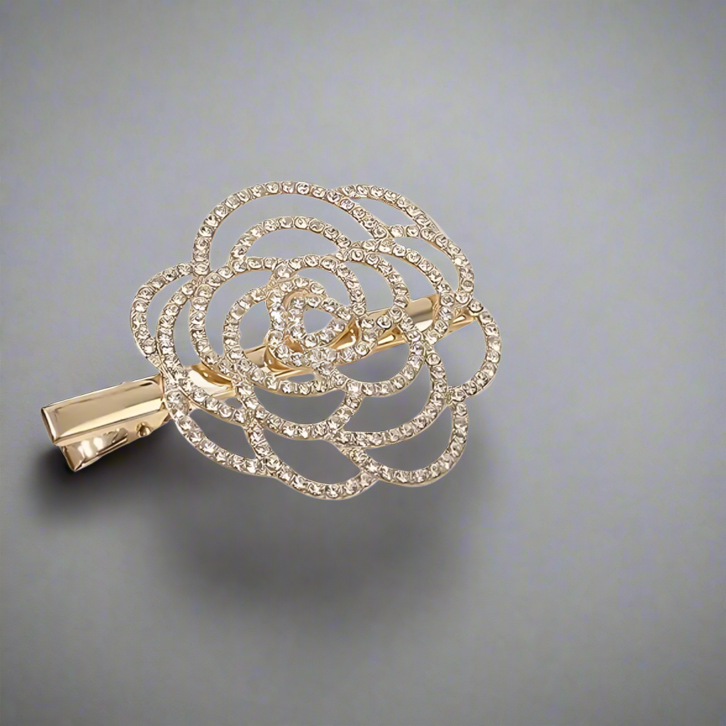 Peony Gold Hair Pin Clip