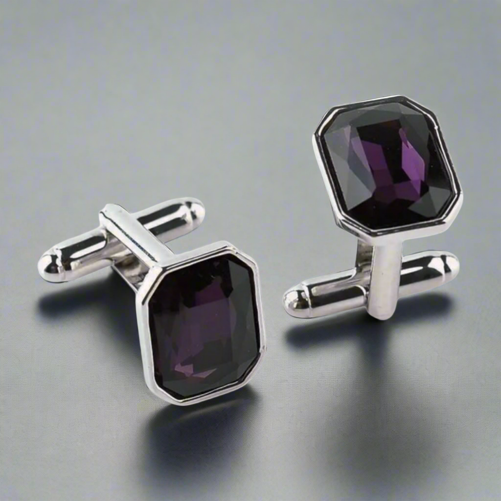 Purple Rhinestone Cufflinks