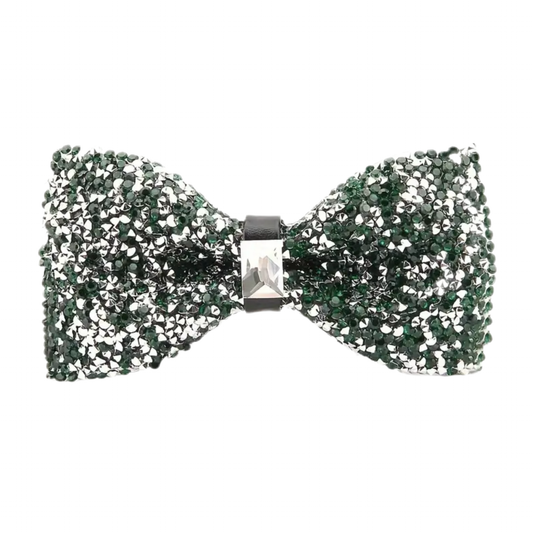 Green Silver Rhinestone Bowtie