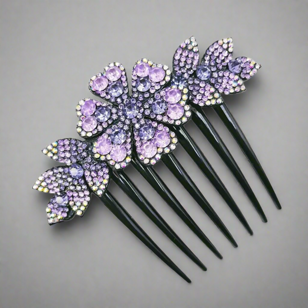 Flower Hair Comb Purple Pink