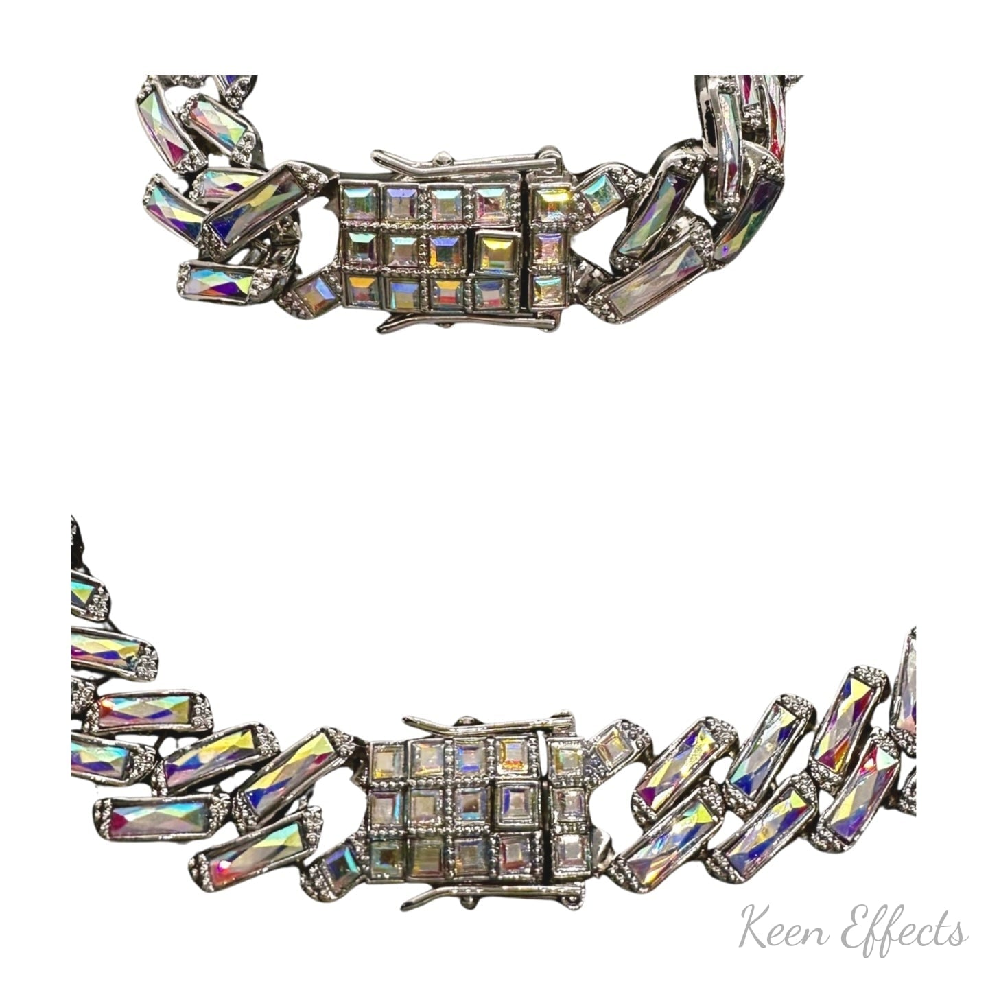 Iridescent (AB) Cuban Chain Bracelet