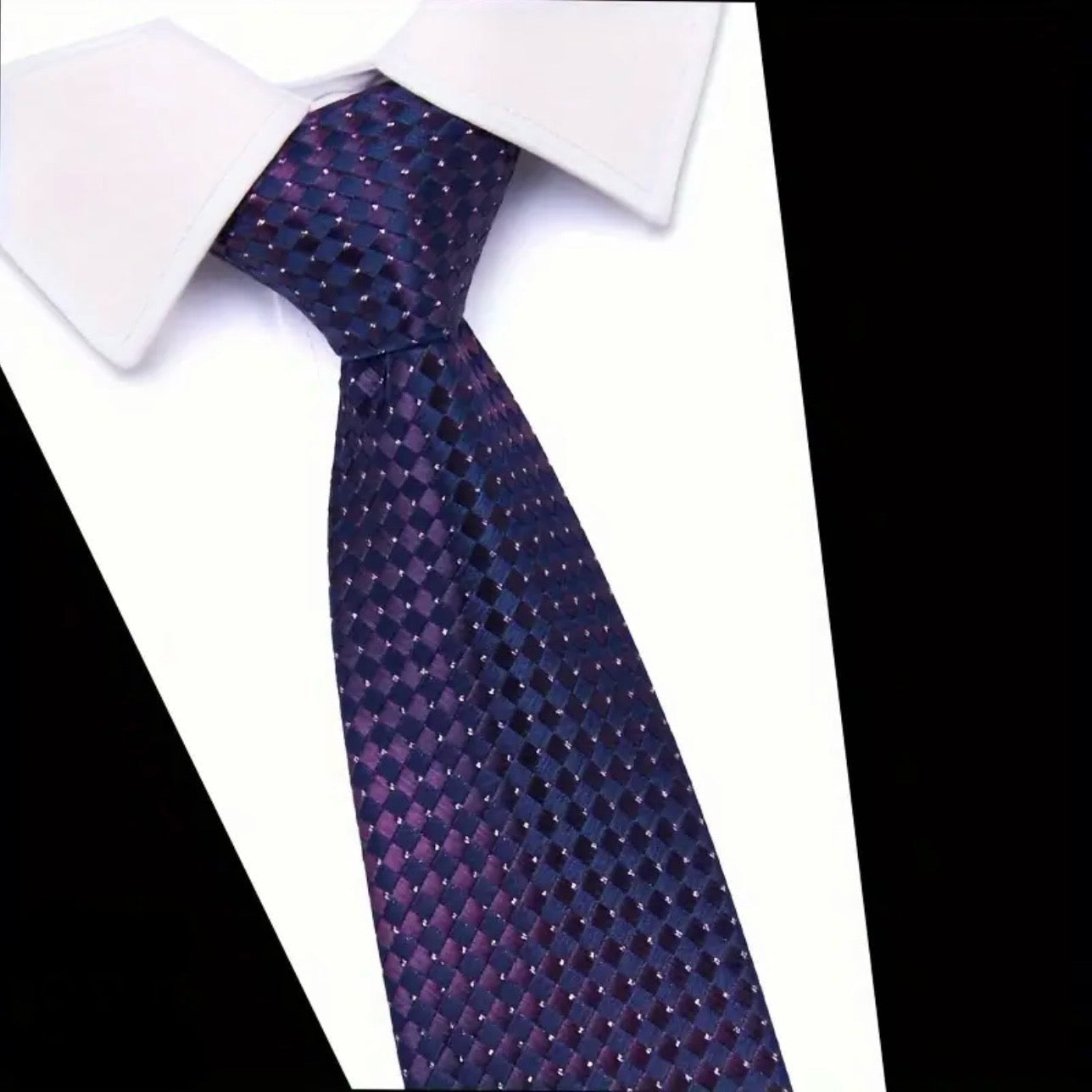 Blue Purple Jacquard Necktie Set