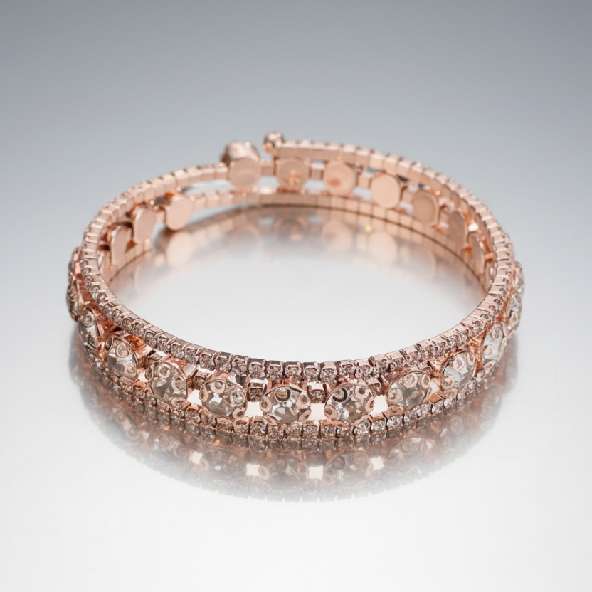 Rose Gold Rhinestone Flexible Bracelet