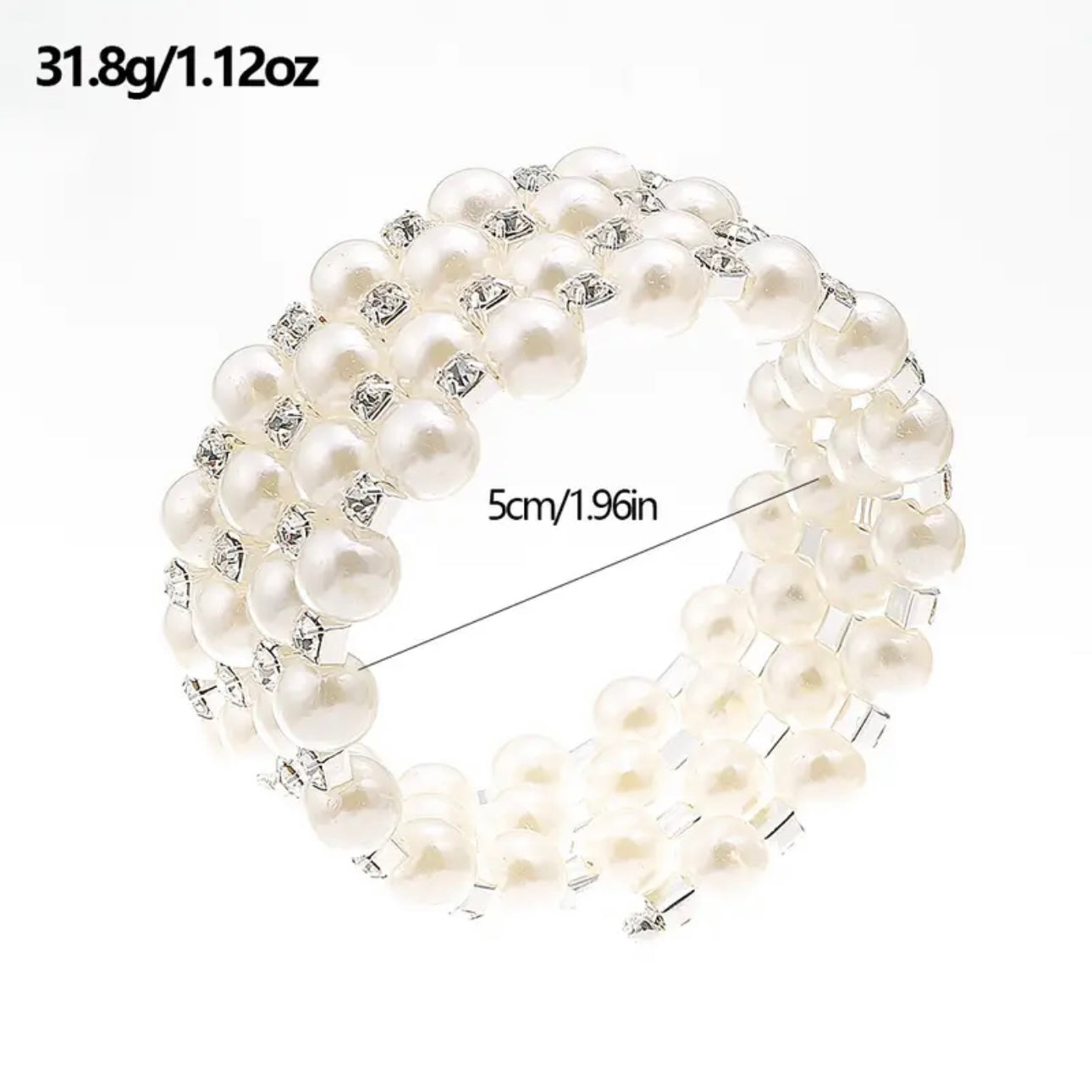 Pearl Rhinestone Flexible Bracelet