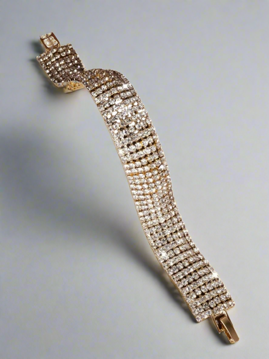 Clear Rhinestone Gold Bracelet
