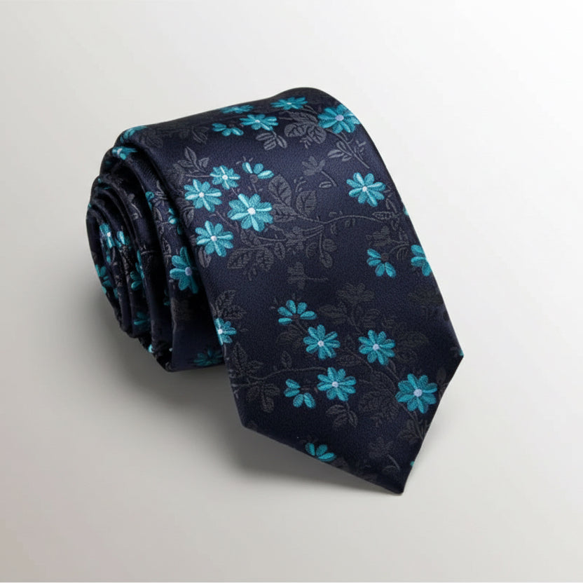 Blue Floral Necktie Box Set